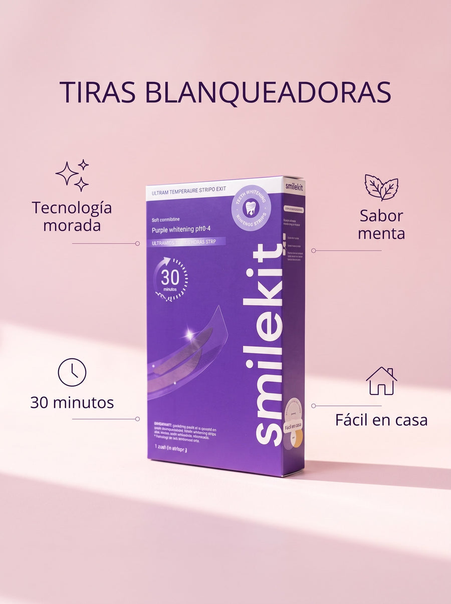 Tiras Blanqueadoras Dentales V34 Purple – Sonrisa Más Blanca en Casa