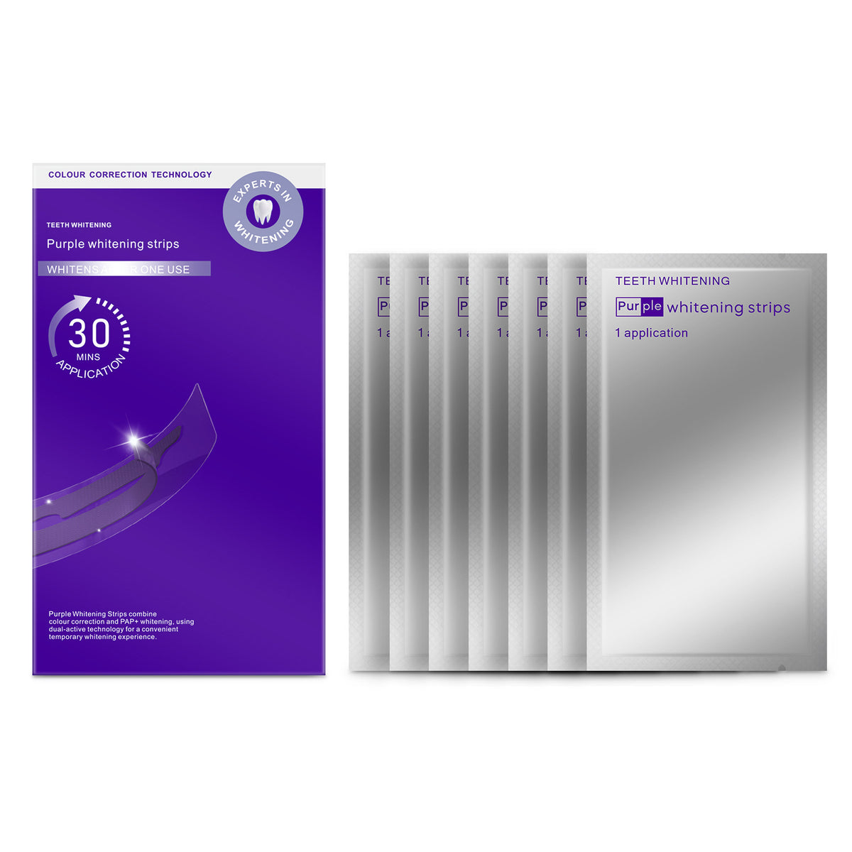 Tiras Blanqueadoras Dentales V34 Purple – Sonrisa Más Blanca en Casa