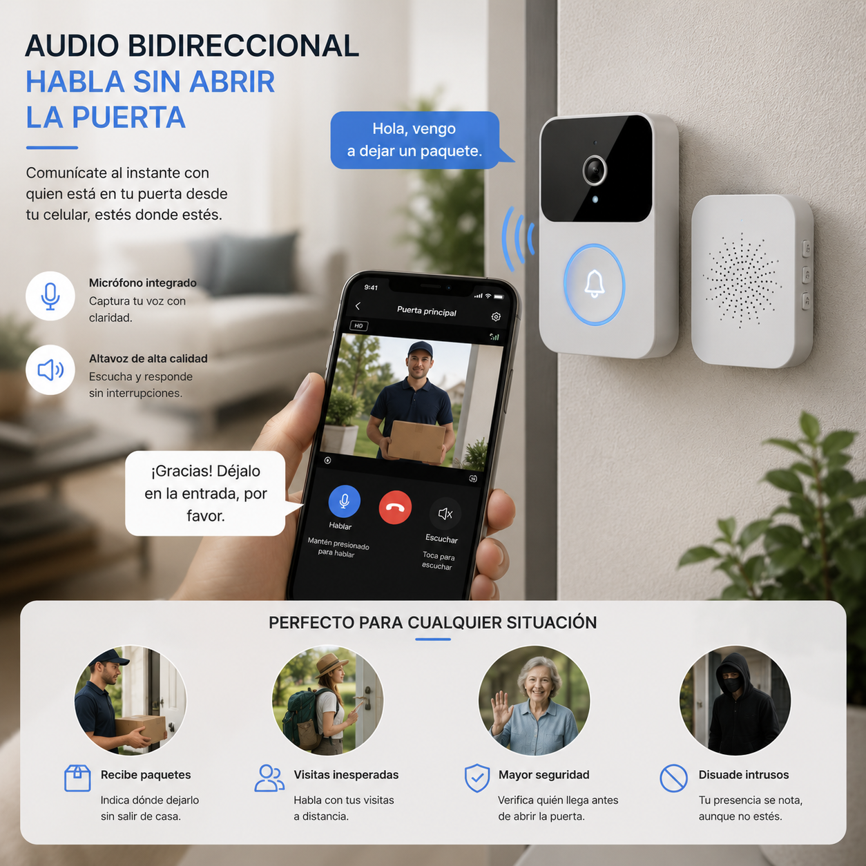 TIMBRE INALÁMBRICO CON CÁMARA WIFI