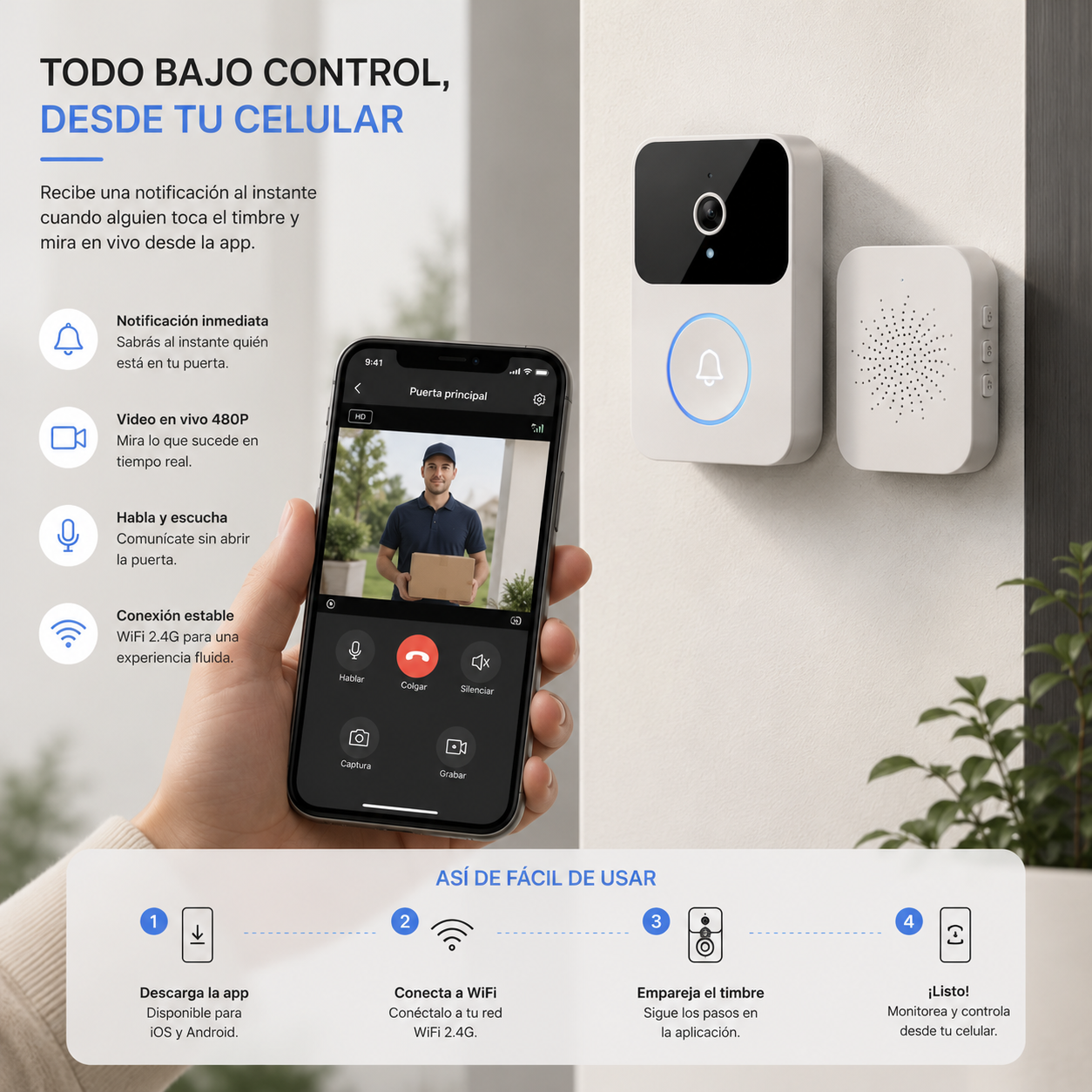 TIMBRE INALÁMBRICO CON CÁMARA WIFI