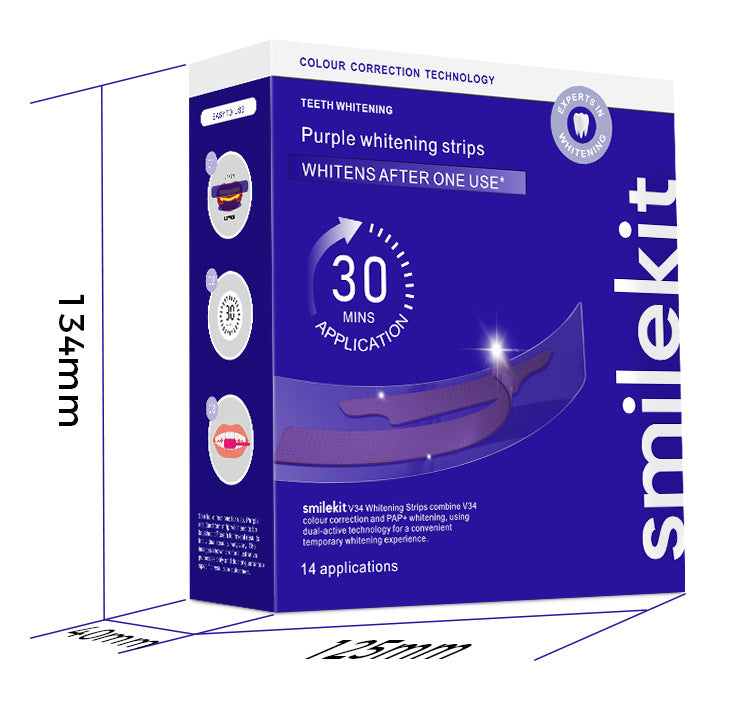 Tiras Blanqueadoras Dentales V34 Purple – Sonrisa Más Blanca en Casa